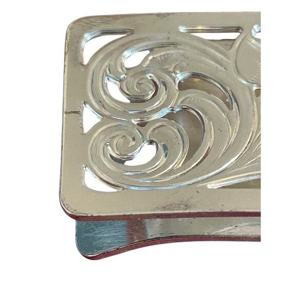 Montana Silversmiths Floral Tulip Silver Money Clip Western Cowboy Preloved - Picture 7 of 11